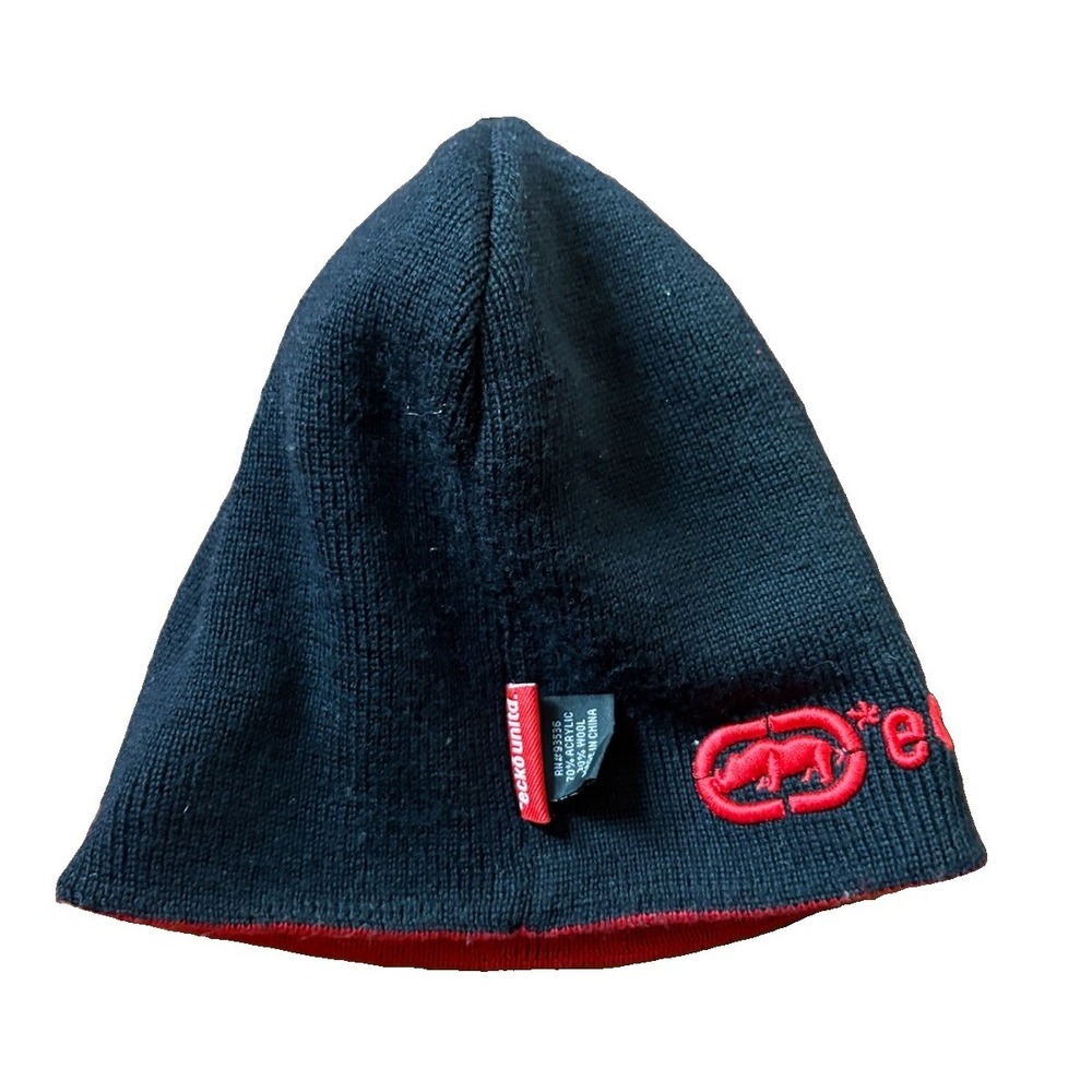 Vintage Y2k Ecko Unltd. Rhino Beanie Ski Hat Reversible Skate Grunge 2000s